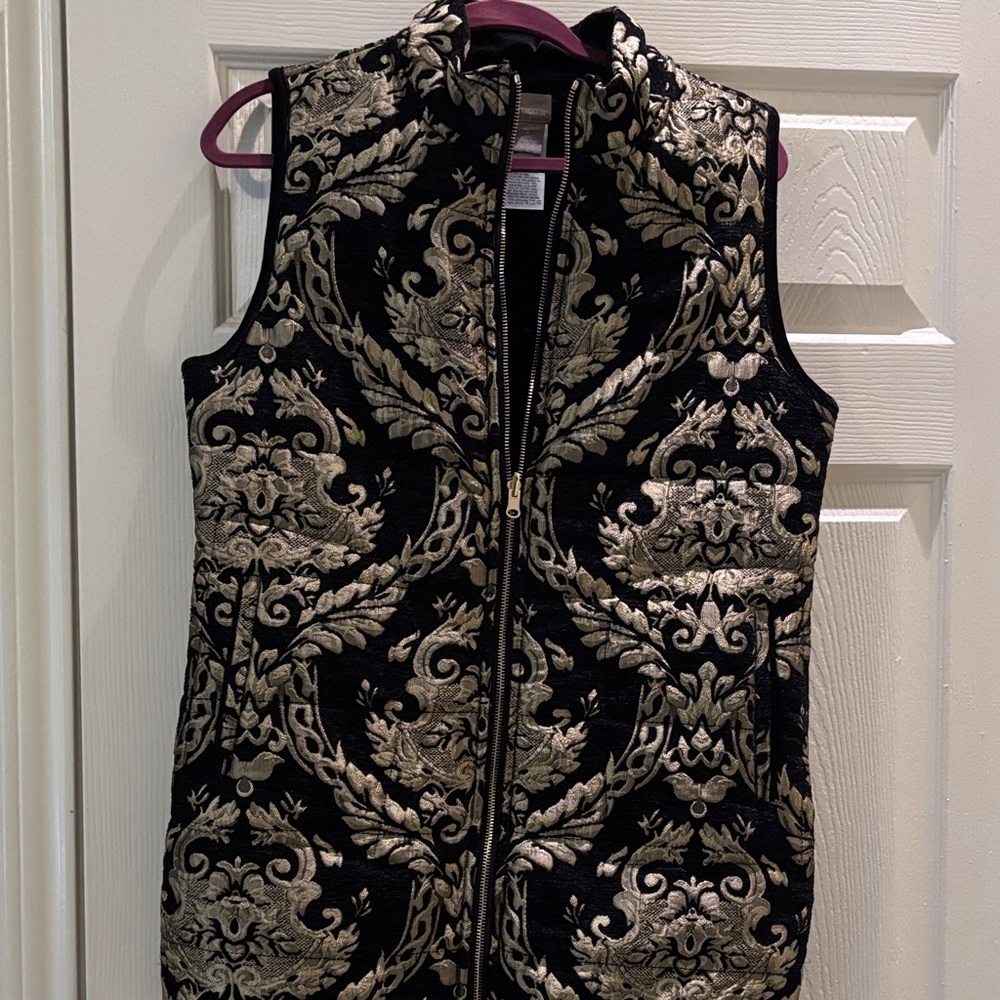 Chico's Elegant Black and Gold Vest